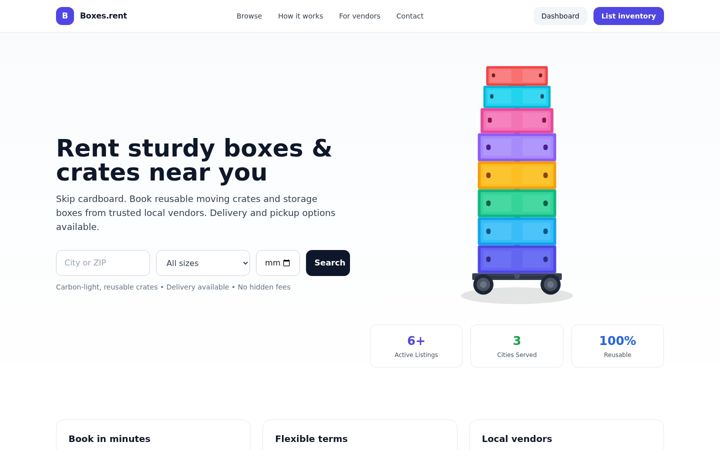 Screenshot of boxes.rent