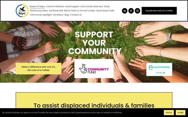 Screenshot ta' boxesofhope.co.uk