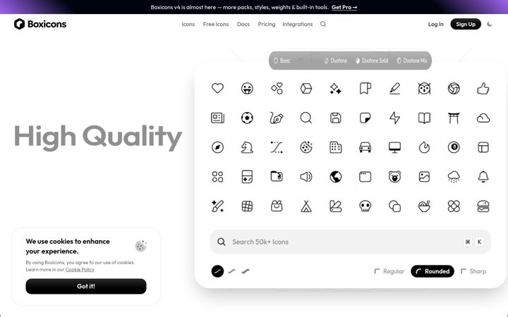 Screenshot of boxicons.com