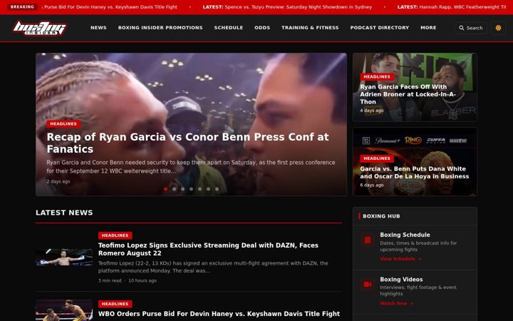 Screenshot of boxinginsider.com