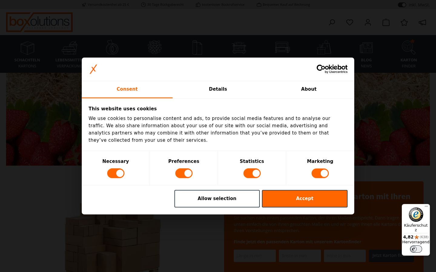 Screenshot del banner di consenso mostrato prima di qualsiasi interazione