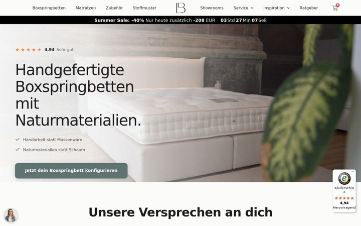 Screenshot of boxspringliebe.de