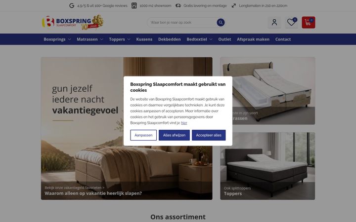 Screenshot of boxspringslaapcomfort.nl