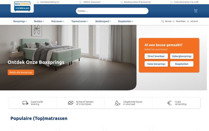 Screenshot of boxspringvoorraad.nl