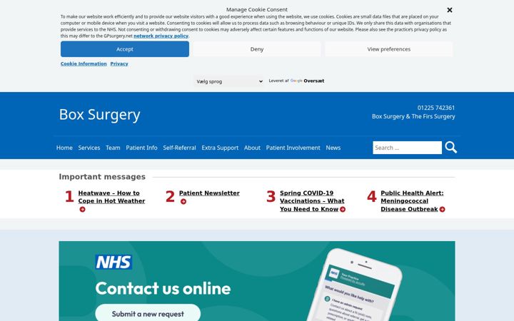 Screenshot ta' boxsurgery.nhs.uk