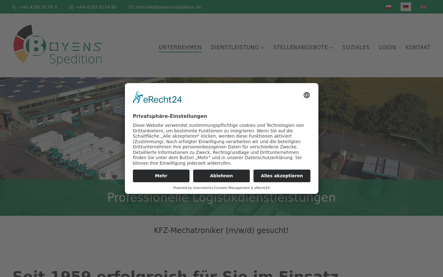 Screenshot van de toestemmingsbanner zoals getoond vóór enige interactie