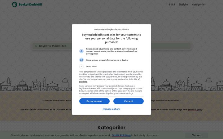 Screenshot of boykotdedektifi.com