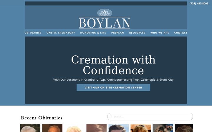 Screenshot of boylanfuneralservices.com