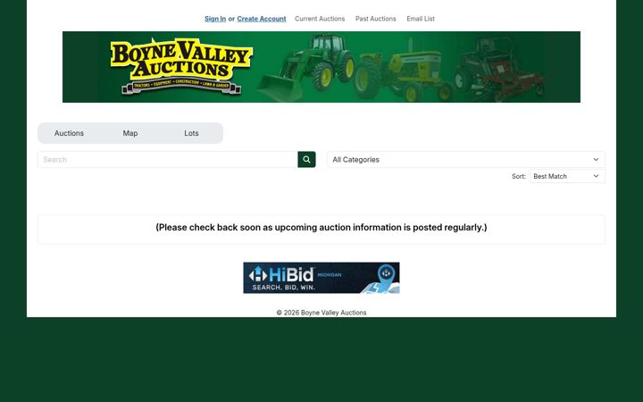 Screenshot of boynevalleyauctions.com