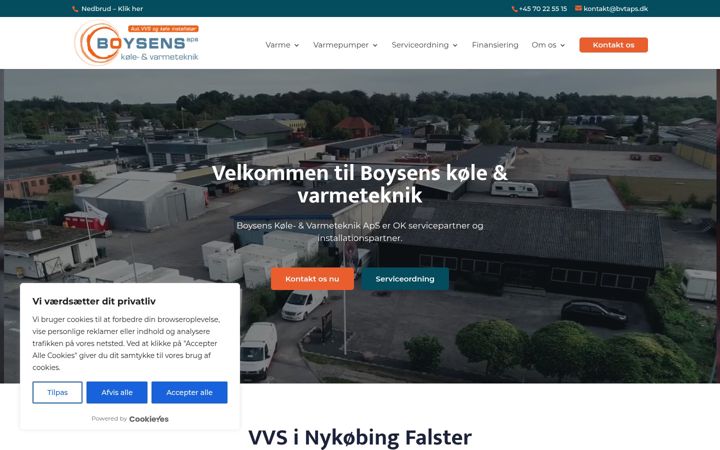 Posnetek zaslona boysensvarmeteknik.dk