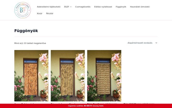 Screenshot van bozontfuggonybolt.hu