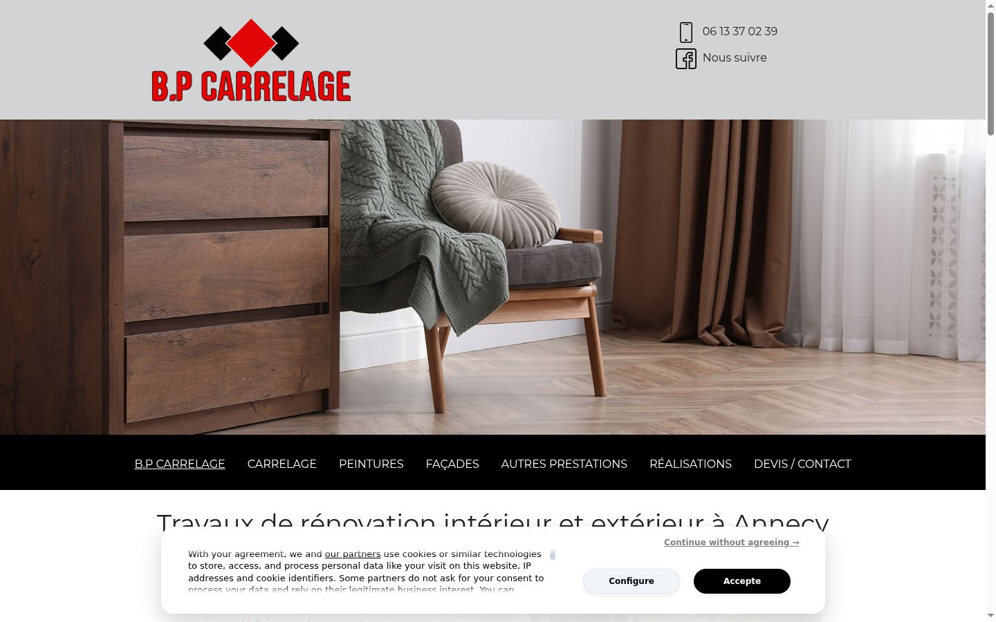 Screenshot del banner di consenso mostrato prima di qualsiasi interazione