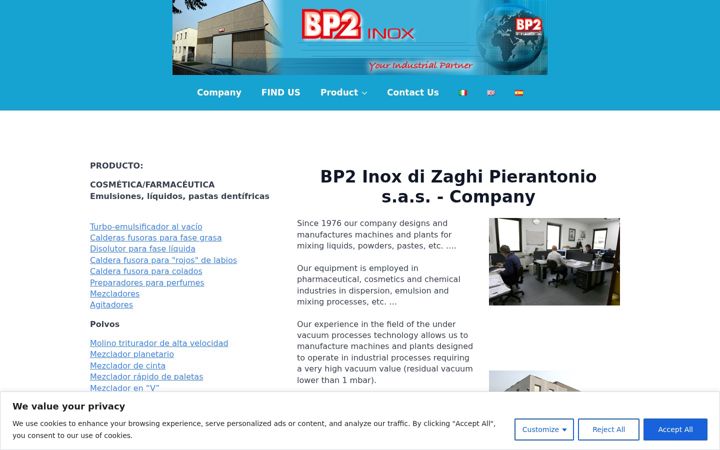 Skjámynd af bp2inox.it