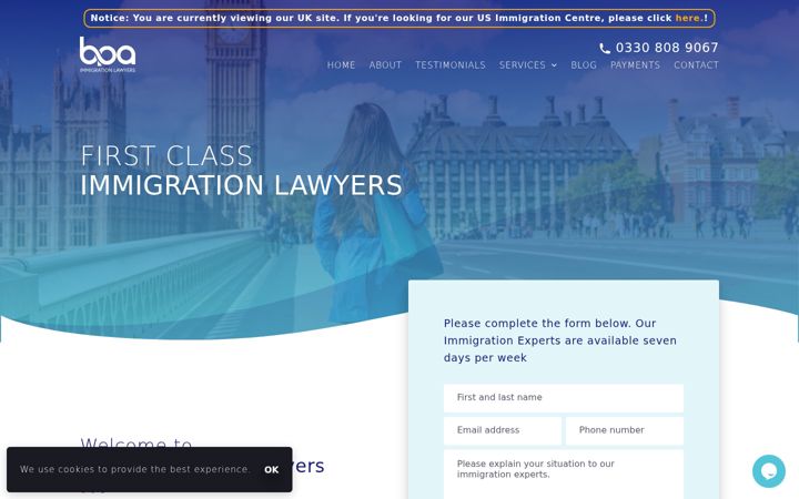 Screenshot ta' bpaimmigrationlawyers.co.uk