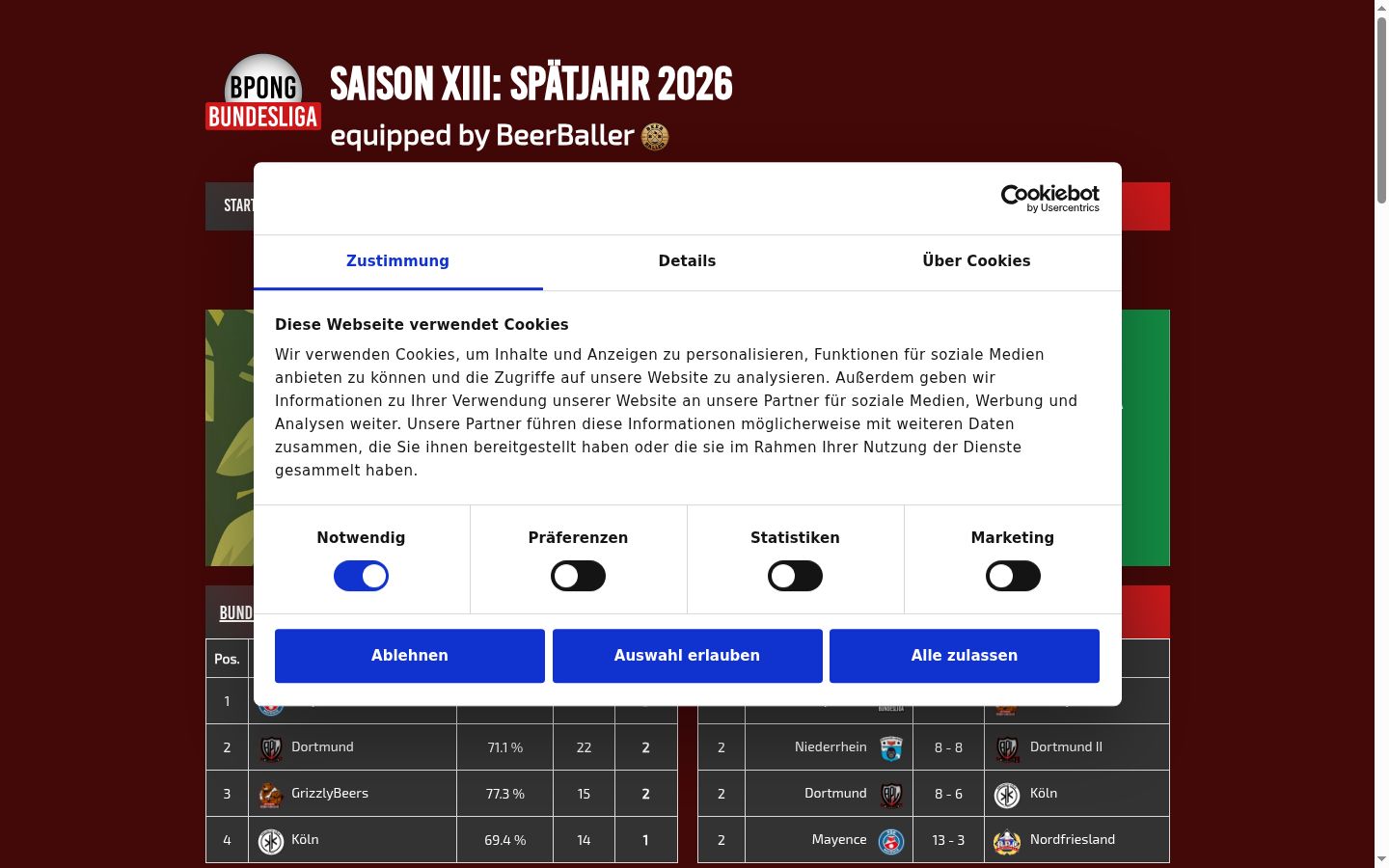 Ekrānuzņēmums ar piekrišanas baneri, kas tika rādīts pirms jebkādas mijiedarbības
