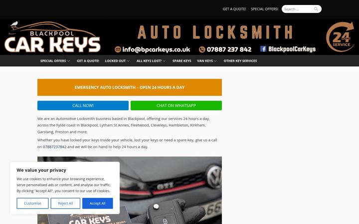 Screenshot of bpcarkeys.co.uk