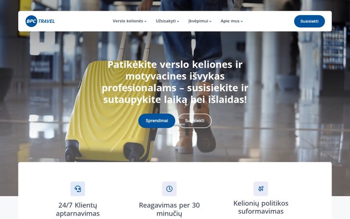 Ekraanipilt saidist bpctravel.lt