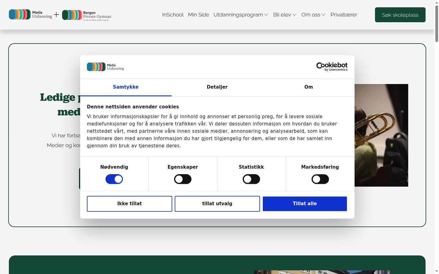 Screenshot des Einwilligungsbanners vor jeglicher Interaktion