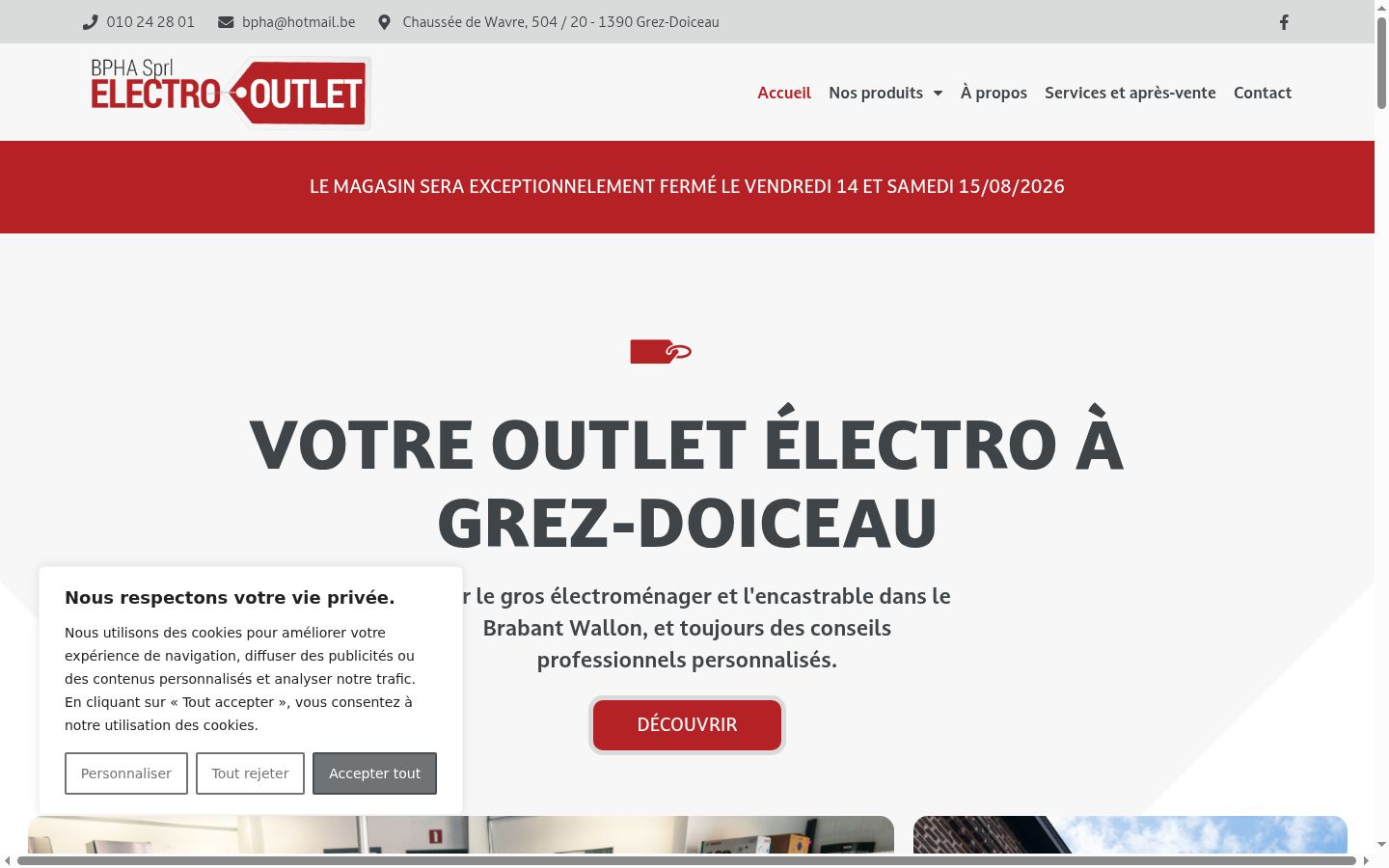 Captura de ecrã do banner de consentimento apresentado antes de qualquer interação