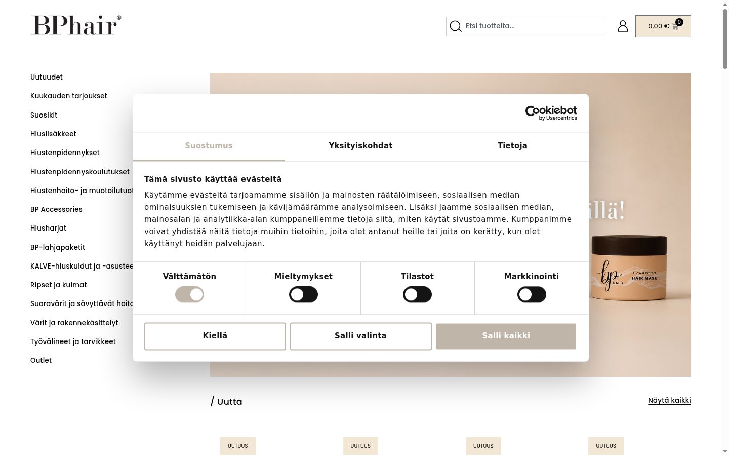 Sutikimo reklamjuostės, rodytos prieš bet kokią sąveiką, ekrano kopija