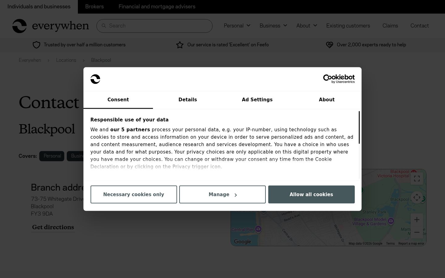 Screenshot of the consent banner shown before any interaction