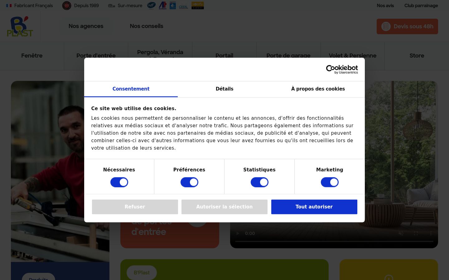 Képernyőkép a bármilyen interakció előtt megjelenő hozzájárulási bannerről