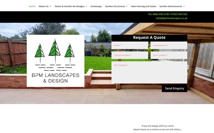 Screenshot of bpmgardenlandscapesanddesign.co.uk