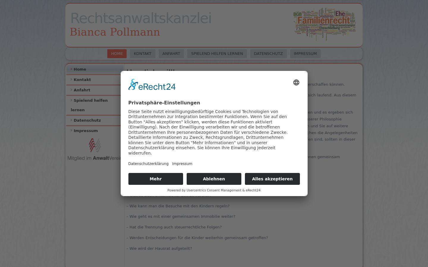 Screenshot del banner di consenso mostrato prima di qualsiasi interazione