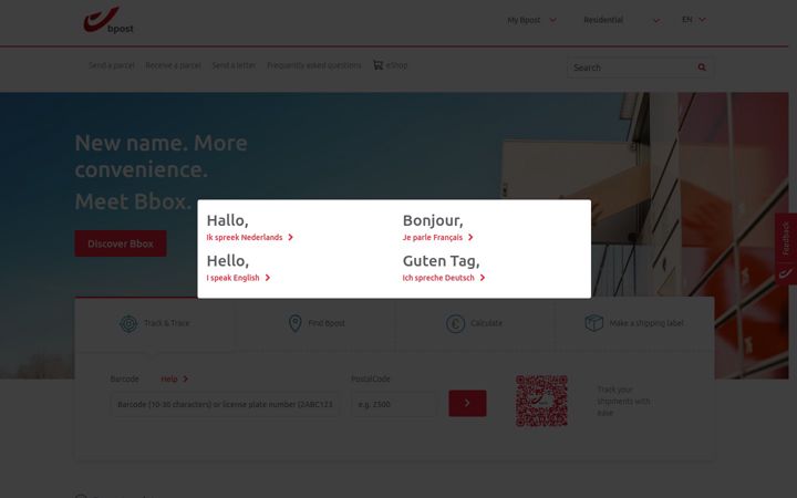 Képernyőkép: bpost.be