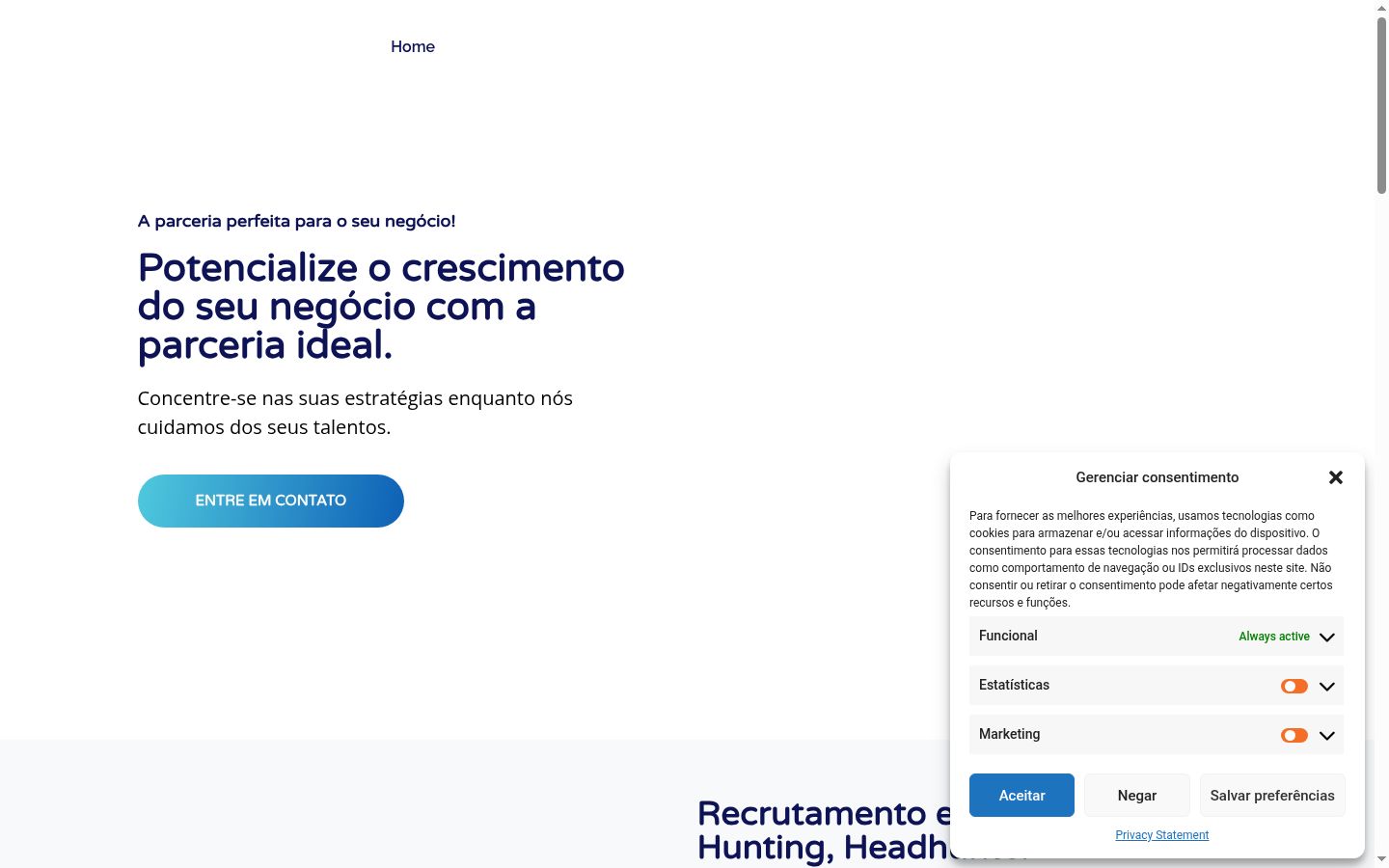 Screenshot του banner συγκατάθεσης που εμφανίστηκε πριν από οποιαδήποτε αλληλεπίδραση