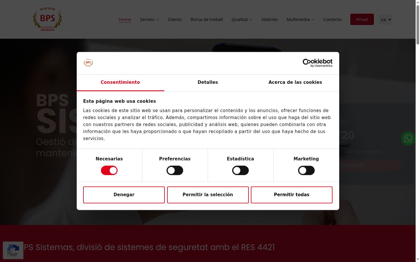 Screenshot del banner di consenso mostrato prima di qualsiasi interazione