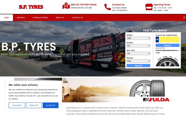 Screenshot of bptyres.co.uk