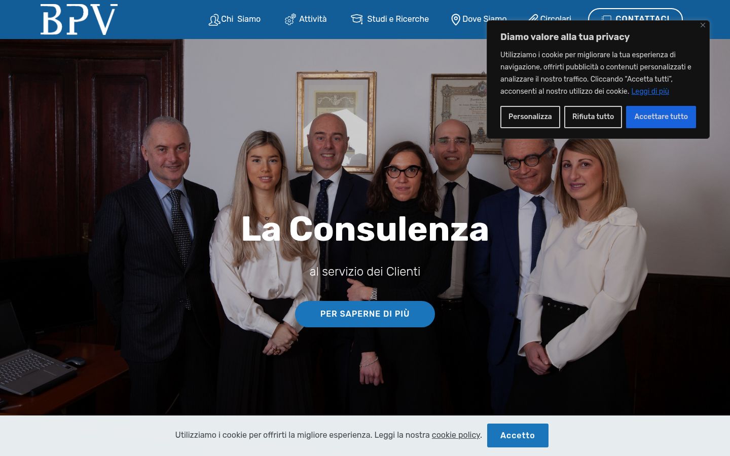 Screenshot del banner di consenso mostrato prima di qualsiasi interazione