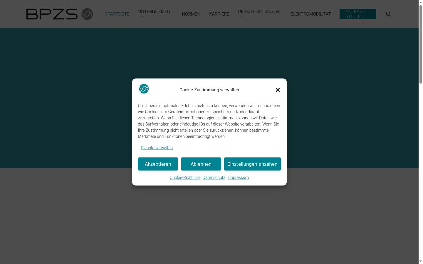 Screenshot des Einwilligungsbanners vor jeglicher Interaktion