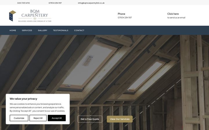 Screenshot of bqmcarpentryltd.co.uk