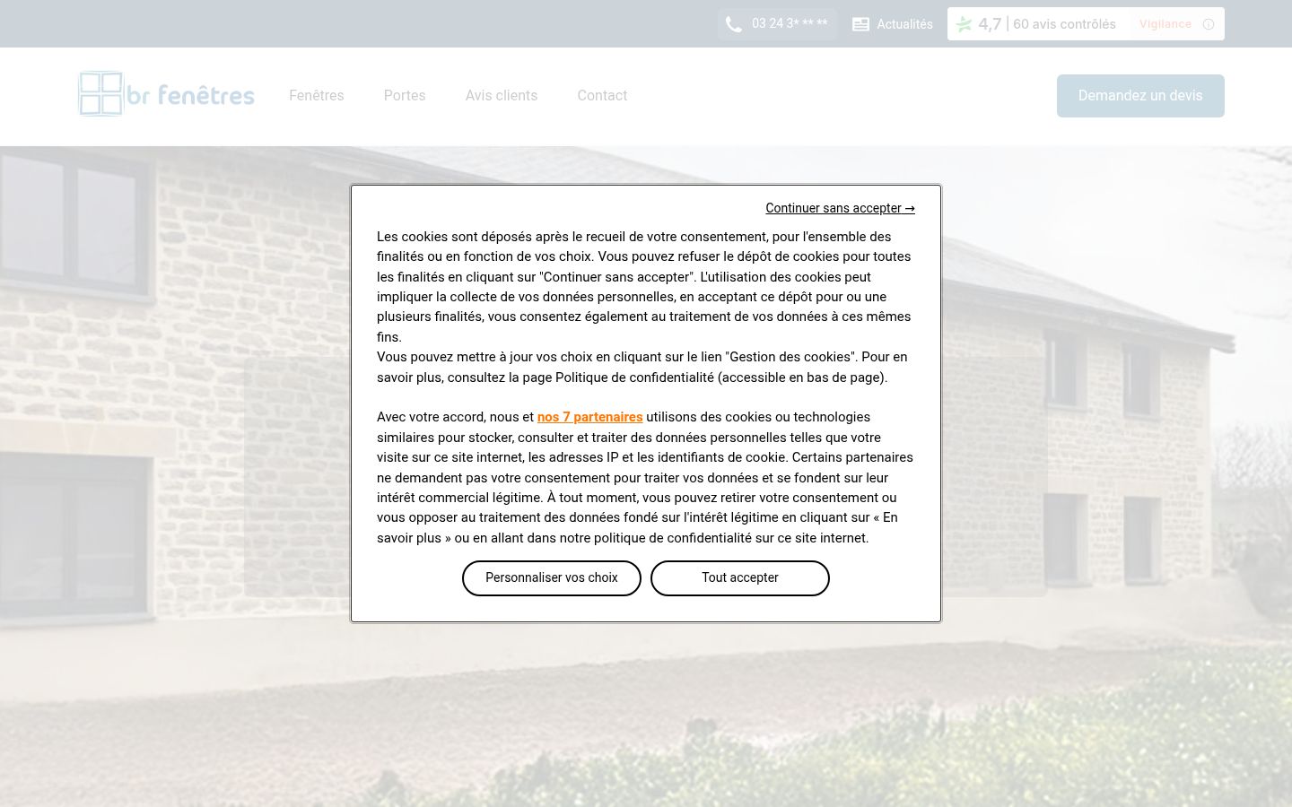 Screenshot del banner di consenso mostrato prima di qualsiasi interazione