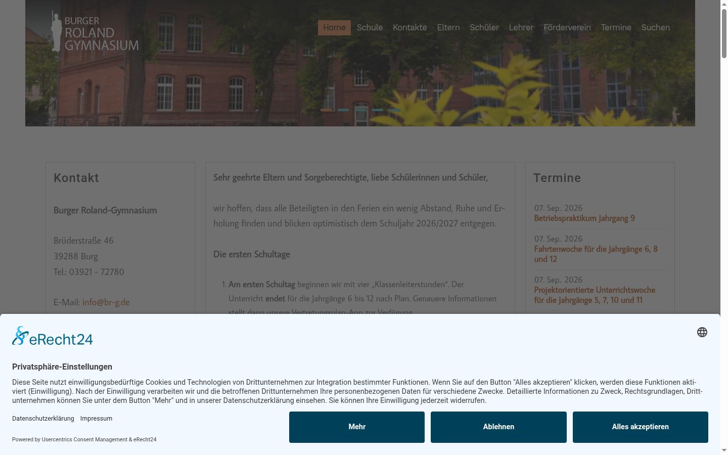 Screenshot del banner di consenso mostrato prima di qualsiasi interazione