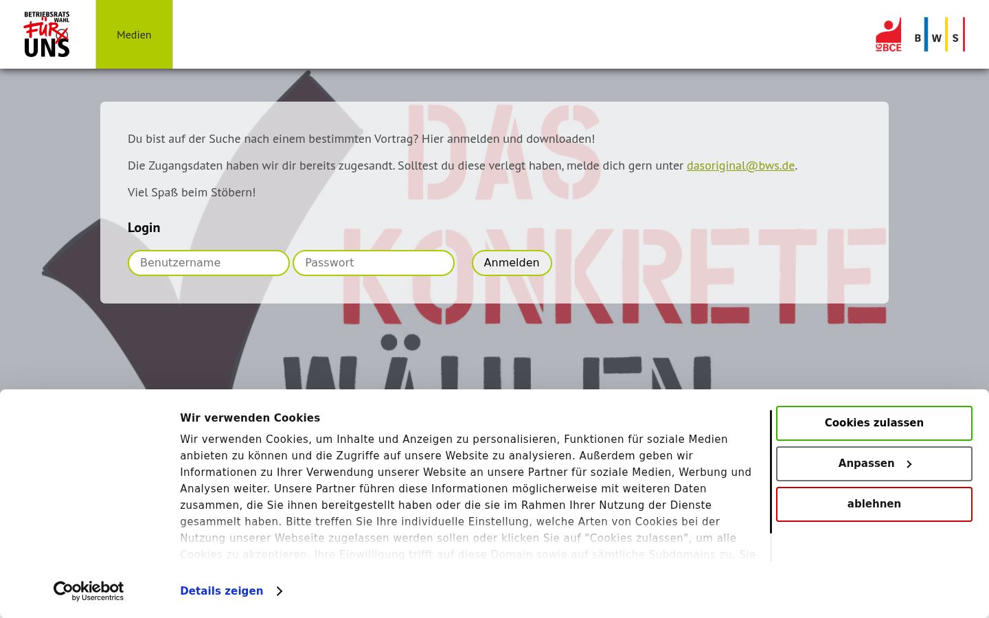 Screenshot des Einwilligungsbanners vor jeglicher Interaktion