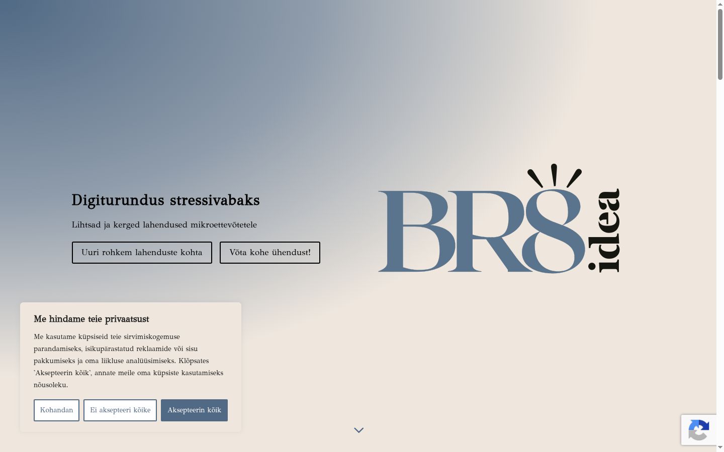 Skærmbillede af samtykkebanneret, som det blev vist før nogen interaktion