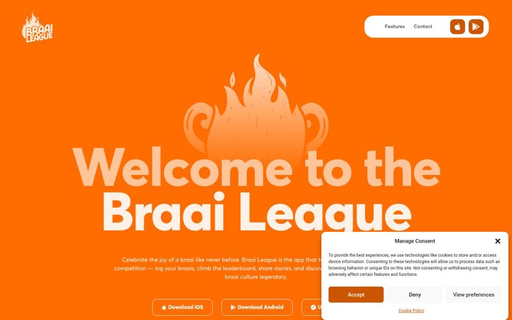 Screenshot ta' braaileague.co.za
