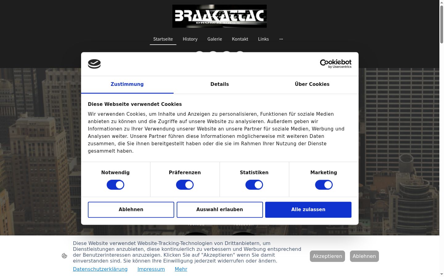 Screenshot of the consent banner shown before any interaction