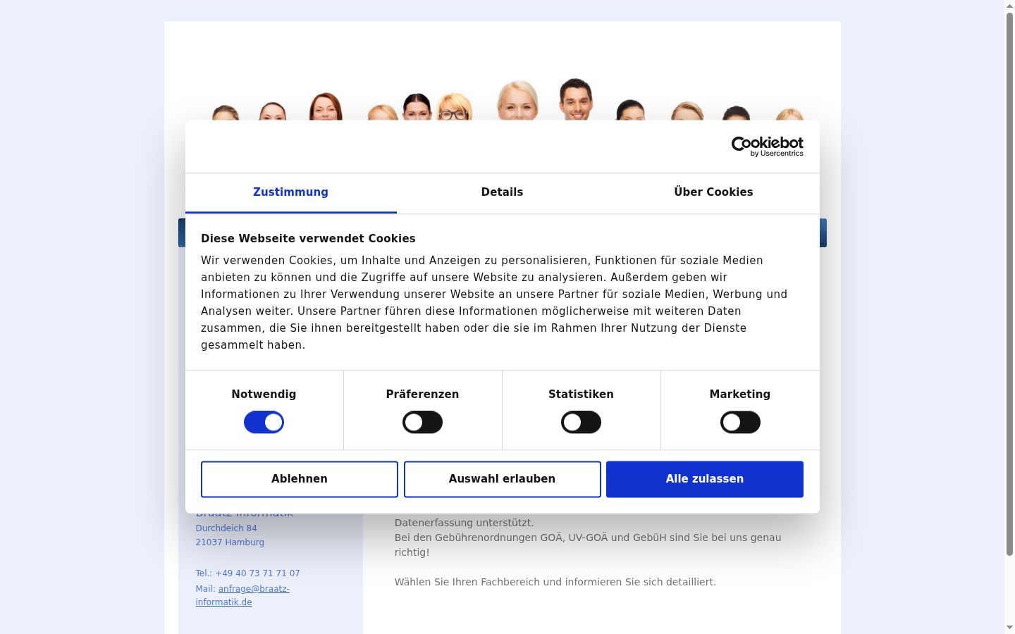Képernyőkép a bármilyen interakció előtt megjelenő hozzájárulási bannerről