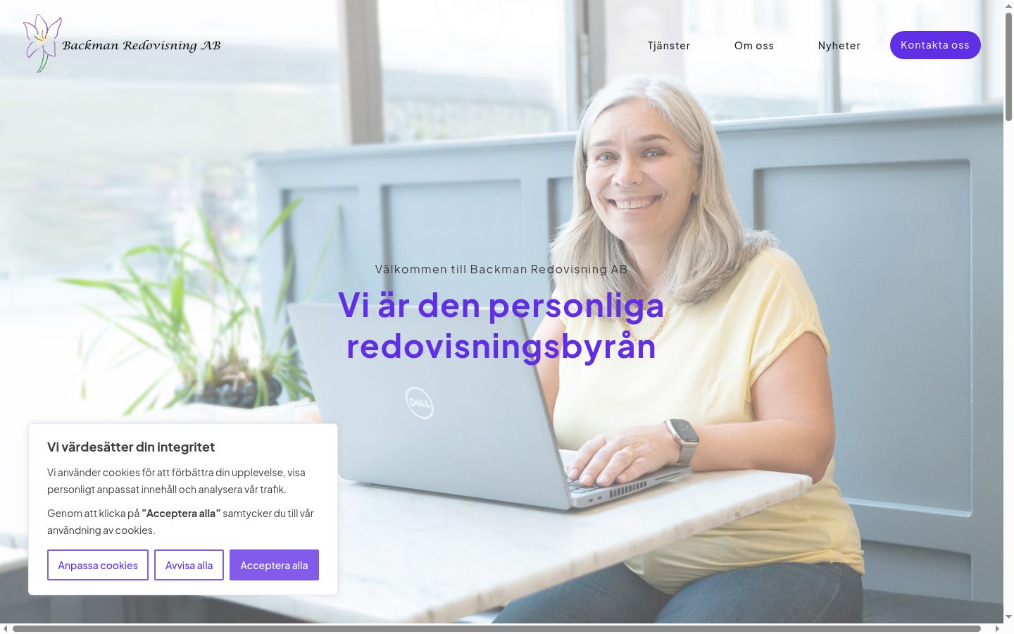 Skærmbillede af samtykkebanneret, som det blev vist før nogen interaktion
