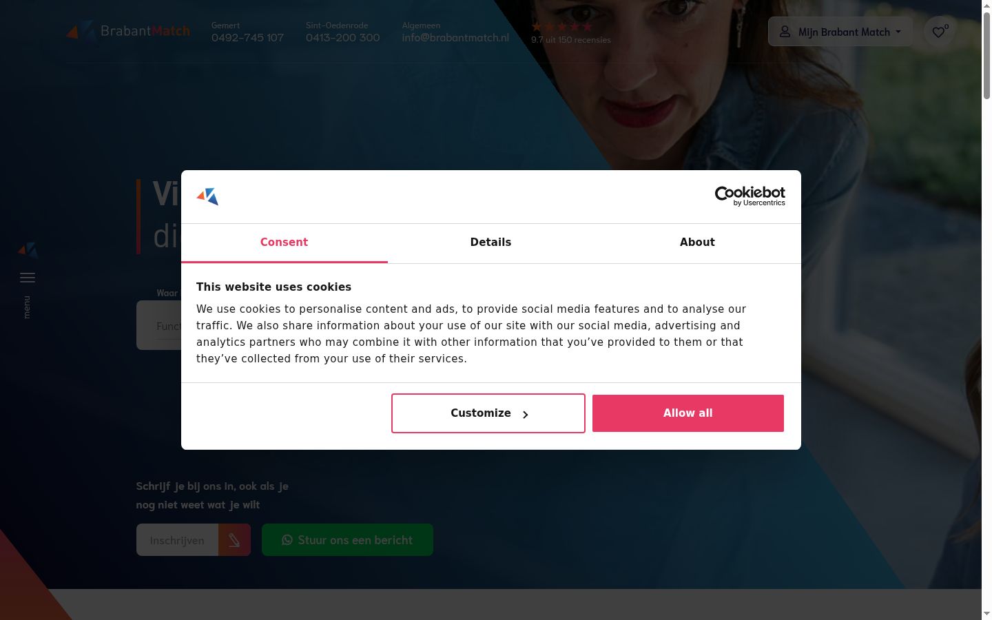 Sutikimo reklamjuostės, rodytos prieš bet kokią sąveiką, ekrano kopija