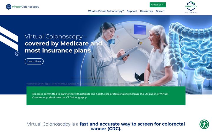 Screenshot of braccovirtualcolonoscopy.com