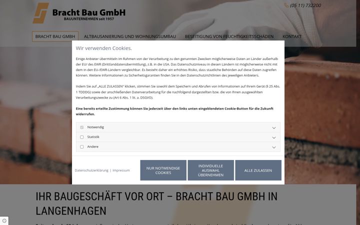 Screenshot of bracht-bau.de