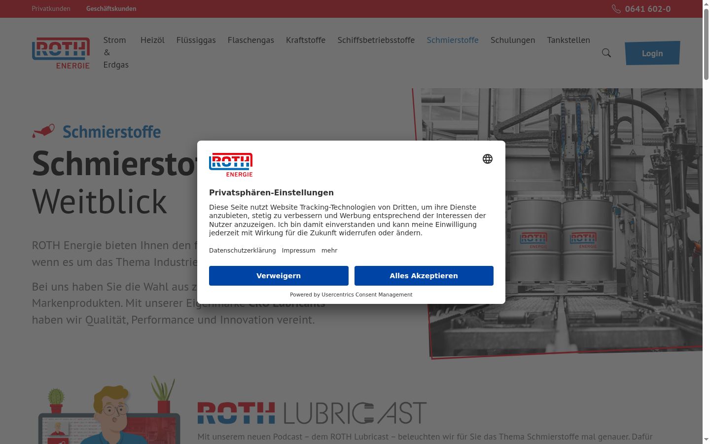 Screenshot des Einwilligungsbanners vor jeglicher Interaktion