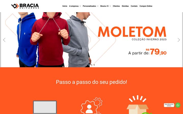 Screenshot of braciauniformes.com.br