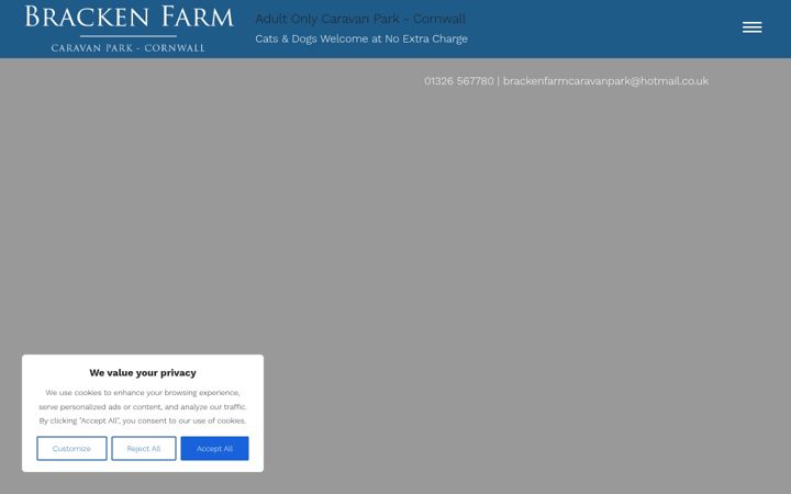Screenshot of brackenfarmcaravanpark.co.uk