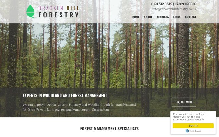 Screenshot ta' brackenhillforestry.co.uk